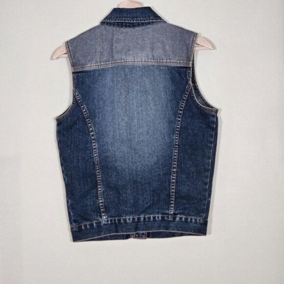 Coogi Denim Vest Womens S Blue Faded Logo Boho Perky Australia Down Under Preppy - Picture 16 of 16